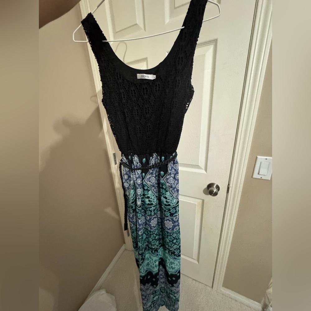 Black and Teal Maxi summer Dress